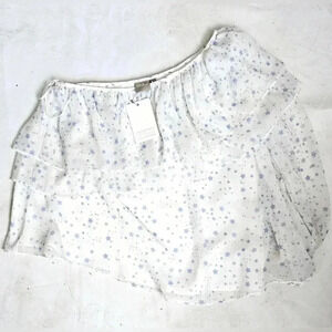 Asos frilled off shoulder puffy sleeve white & Blue Stars Beachy Boho blo…